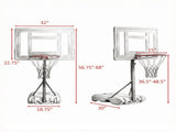 Adjustable Height Portable Basketball Hoop Stand 36.5-48.5 Inch Poolside System with Clear Backboard 41520322