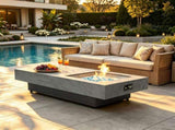 Rectangle Propane Fire Pit Table, Modern 2in1 Outdoor Firepit Table with 3Level Adjustable Height W853P553906