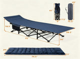 Navy Foldable Heavy Duty Camping Cot 330LBS, Portable Outdoor Sleeping Bed with Cushion & Carry 99821226