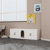 ZNTS Litter Box Enclosure for 2 Cats, Modern Cat Litter Box with Double Room, Wooden Litter Box W282P196029