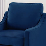 Modern Armchair, Living Room Single Seat Sofa with Wooden Legs, Upholstered Velvet Accent W2186P143465