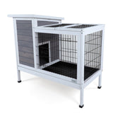 ZNTS Two-Tier Wooden Rabbit Cage Outdoor Indoor for Small Animals with Runway and Leak-Proof Plastic W142763539