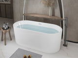 67" Linear Acrylic Freestanding Bathtub,Stand Alone Soaker Tub, Glossy White Acrylic, Toe-tap Chrome W1675P423113