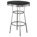 ZNTS Black and Chrome Round Bar Table B062P145567