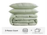 3-Piece King Cotton Embroidered Quilt Set,Sage B035P408344