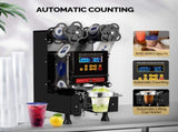 Cup Sealing Machine Full Automatic, Electric Cup Sealer 500-600 Cups/H, Bubble Tea Machine with LCD 65970414