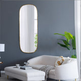 ZNTS 18"x48" Helena Wall Mirror with Gold Iron Frame, Wall Mirror for Live space, Bathroom, Entryway Wall W2078126752