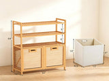 Natural Bamboo Tilt Out Laundry Hamper Cabinet with 2 Removable 7 Gallon Fabric Baskets, Open 28577126