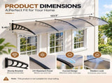 160"x40" Clear Panel Awning, One-Piece Polycarbonate Sun Panel with Black PP Bracket & Aluminum Bars 55846421