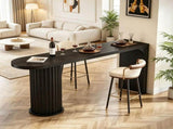 Bar Table 63 Inch Counter Height Pub Table Fluted Cylindrical Base 87345731