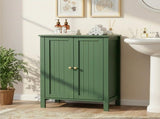 Forest Green MDF Painted with Vertical Stripes, 60*30*80cm, Double Door Bathroom Vanity 44803152