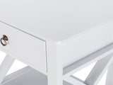 Side Intersection Style Bedside Table Coffee Table with Two-layer Drawer White 67677347