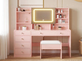 LED Tri-Color Lighting Dressing Table Set Particleboard Textured Melamine Finish Dressing Table 46574011