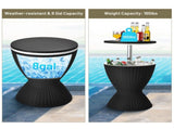 Black Outdoor Imitation Rattan Ice Cooler Side Table 8Gal 2-Height Adjustable with Drain Plug 19316961