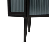 22.25'' Floor Coner Cabinet,Three Tiers with Tempered Glass Doors and Storage Shelves for Bathroom, W757P180792