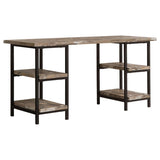 Salvaged Cabin and Black 4-Shelf Writing Desk B062P153661