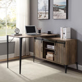 L-Shape Writing Desk with Side Cabinet, Rustic Oak and Black B016P317516