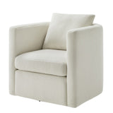 Sutton Ivory Performance Fabric Swivel Barrel Chair B050P322582