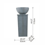 ZNTS 44.5" Polyresin Gray Zen Bowl Water Fountain, Outdoor Bird Feeder /Bath Fountains, Relaxing Water W2078125236