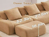 Soft Teddy Fabric Boneless Sofa,No Assembly Required Streamlined Design,Anti-Slip Design 32D High W714P357216