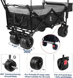 Collapsible Wagon Heavy Duty Folding Wagon Cart with Removable Canopy, 4" Wide Large All Terrain 25568368