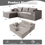 Compression Sectional Couch with Comfy Chaise, Boneless L Shape Sofa with Deep Seat, Minimalist 17089981