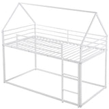 Twin over Twin House Bunk Bed with Built-in Ladder,White WF283080AAK