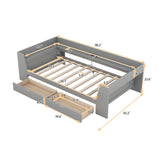 Twin Size Daybed with Shelves, Drawers and Built-In Charging Station, Gray WF306024AAE