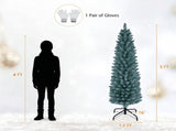 5 FT Slim Pencil Artificial Christmas Tree, Frosted Gray-Green & Silver Needles, Flame Retardant 38361992