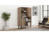 2-Door Storage Cabinet with 4 Open Shelves, Metal Handles, and Flared Tapered Legs, Modern 03048242