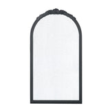 23" x 42" Hand Carved Rose Antique Mirror Frame, Wood Arch Mirror Wall Decor for Living Room, W2078126746