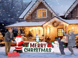 9.8 FT Lighted Inflatable Decoration, Inflatable Santa Claus and Snowman Holding Merry 08015417