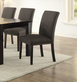 ZNTS Dining Room Chairs Ash Black Polyfiber Nail heads Parson Style Set of 2 Side Chairs Dining Room B01153265