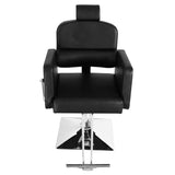 ZNTS PVC Leather Cover Galvanized Square Plate With Footrest Reclining Barber Chair 300lbs Black HZ8897B 70318584