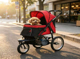 Red 3-Wheel Pet Stroller for Small & Medium Dogs, Adjustable Canopy, Safety Tether, Storage Basket 15859512