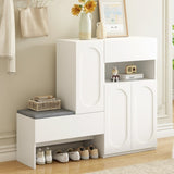 ON-TREND Elegant 2-in-1 Shoe Cabinets with Soft Cushion, Modern Storage Bench with Arched Doors & N721P245716K