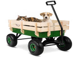 Heavy Duty Steel Wooden Side Support Cargo Wagon with 10" All-Terrain Air Tires, Up to 220lb Load 30075861