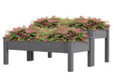 Gray 2-Tier Elevated Wooden Planter Box Raised Garden Bed with Legs for Outdoor Plants 64063621