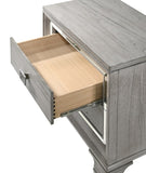 Contemporary 1pc Light Gray Brown Finish 2 Storage Drawer Nightstand End Table Mirrored Accents ESFCRMB7200-2