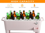 80QT Pink Patio Rolling Cooler Cart, Outdoor Insulated Ice Chest with Lockable 85524372