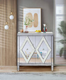Storage Cabinet With Mirror Trim And Diamond Shape Design Spliced Combination For Living Room, W1445103593
