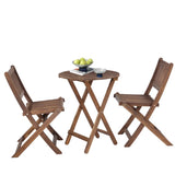 ZNTS 3-Piece Acacia Wood Bistro Set, Wooden Folding Patio Furniture for Garden Backyard Balcony Porch w/ 04266338