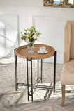 21.5" x 24" Round Side Table With Wood Top, End Table for Living Room Bedroom W2078P144748