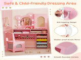 Safe Toddler Vanity Set with Anti-Toppling Design, Rounded Corners & Sturdy MDF Construction - Pink 05171403