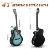 KMA102 41In Basswood Panel Matte Edging Folk Guitar with 15W Amplifier Bag Tuner and other 55011210