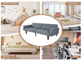 Modern PU Leather Futon Sofa with Tufted Backrest, Adjustable Reclining Couch with Wood & Metal 03787651