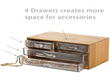 3 Tier 4 Drawer Cosmetic Organizer and Jewelry Chest in Bamboo 87247184