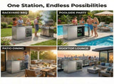 Sink and Fridge Combo for Outdoor Kitchen, 70L Refrigerator and Sink with Pull-Down Faucet, Brushed W3867P571597