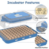 70 Egg Incubator with Automatic Turning & Humidity Control Digital Poultry Hatcher for Chicken, 50148422