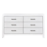 ZNTS Modern White Finish 1pc Dresser of 6x Drawers Black Hardware Wooden Bedroom Furniture B011P146408